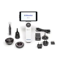 Telecamera diagnostica digitale: RCS-100 Riester con obiettivi intercambiabili, utilizzabile come otoscopio, dermatoscopio, obiettivo generico e adattatore per endoscopia. Telecamera diagnostica digitale: RCS-100 Riester con obiettivi intercambiabili, utilizzabile come otoscopio, dermatoscopio, obiettivo generico e adattatore per endoscopia.