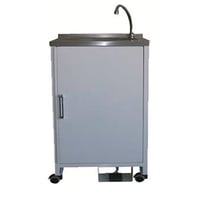 Lavello inox autonomo: due caraffe da 10 litri, pompa di aspirazione azionata da pedale elettrico