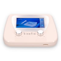 Terapia ad onde d'urto radiali Kinefis Plus: portatile, con acceleratore elettromagnetico e pedale a mani libere. Custodia per il trasporto inclusa.