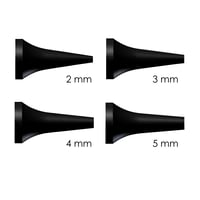 Otorinolaringoiatria, Oftalmologia e Dermatologia. Speculum auricolare riutilizzabile Riester, 2, 3, 4 e 5 mm, nero, in busta di PE da 10 unità per ri-scope L3.