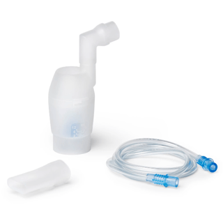 Set di accessori per nebulizzatore Omron C101 Essential: kit nebulizzatore, tubo dell'aria e boccaglio