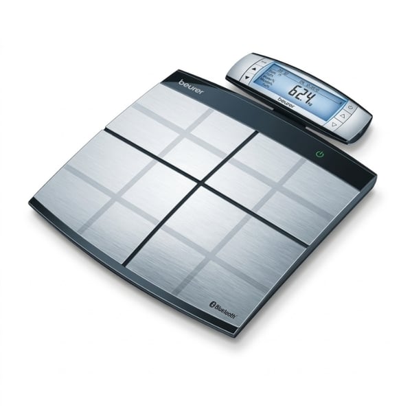 Bilancia diagnostica professionale: Beurer BF-105 con 8 elettrodi, display rimovibile e Bluetooth.