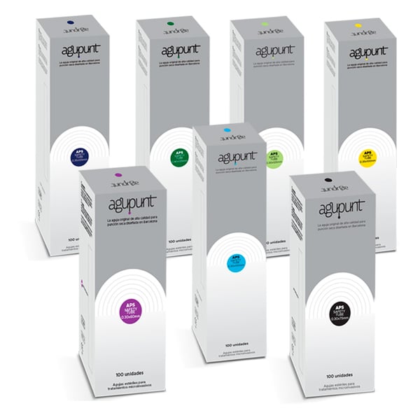 Aghi per fisioterapia per dry needling Agu-punt APS Safety Tube: con tubo guida per trattamenti con aghi lunghi (100 unità)