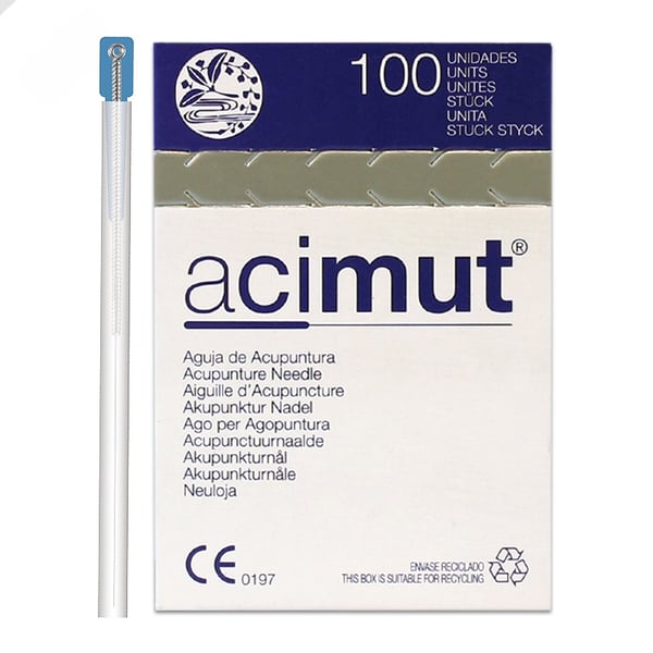 Aghi per agopuntura - Impugnatura placcata in argento con testa tonda con guida (Azimut)