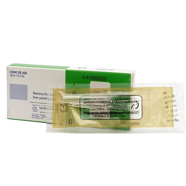 aghi per agopuntura - manico in argento testa con 10 aghi + 1 Guida Guida (Ener-qi) - misura: 0,26 x 25 (32 x # 1)