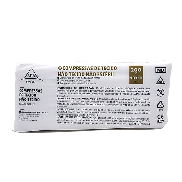 Garza non tessuta non sterile: aperta 20 x 20 cm, piegata 10 x 10 cm (200 unità)