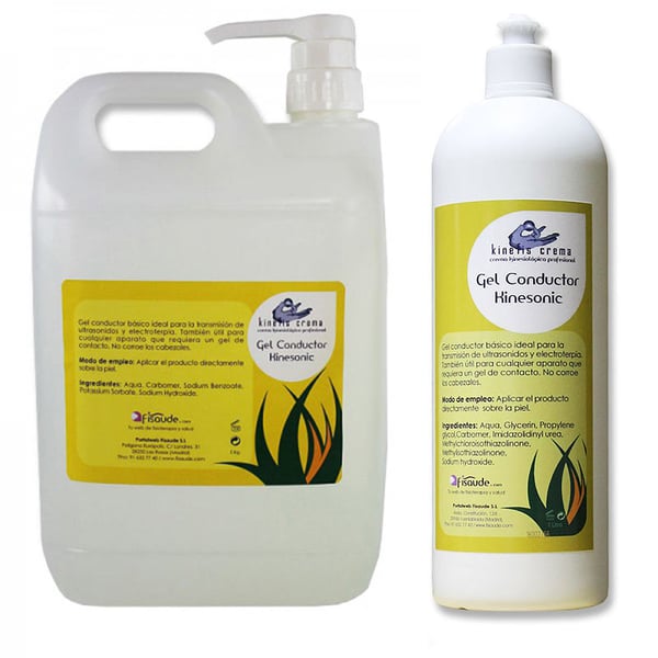 Gel conduttivo ideale per ultrasuoni Kinesonic 5 Kg (flacone con dosatore) + 1 Gel Conduttivo Kinesonic da 1 litro in REGALO