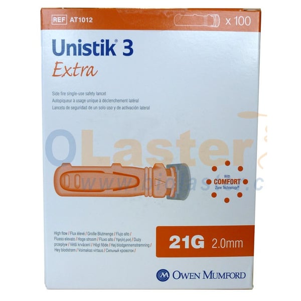 Confezione da 100 lancette Unistick 21G per analizzatore di emoglobina DiaSpect™: monouso e retrattili