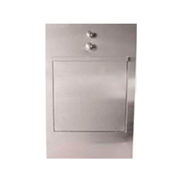 Rondella a cuneo a parete con fluxor e vasca di stampaggio temporizzata: realizzata in acciaio inox con supporto cuneo interno (45 x 30 x 75 cm)