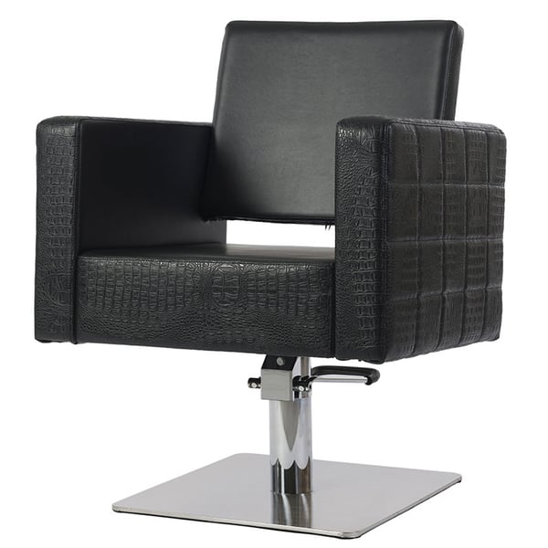 Poltrona da parrucchiere Brando: design ergonomico, classico ed elegante, linee squadrate e braccioli