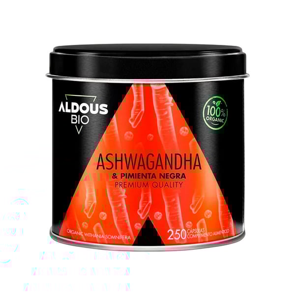 Ashwagandha biologico Aldous con pepe nero (250 capsule)