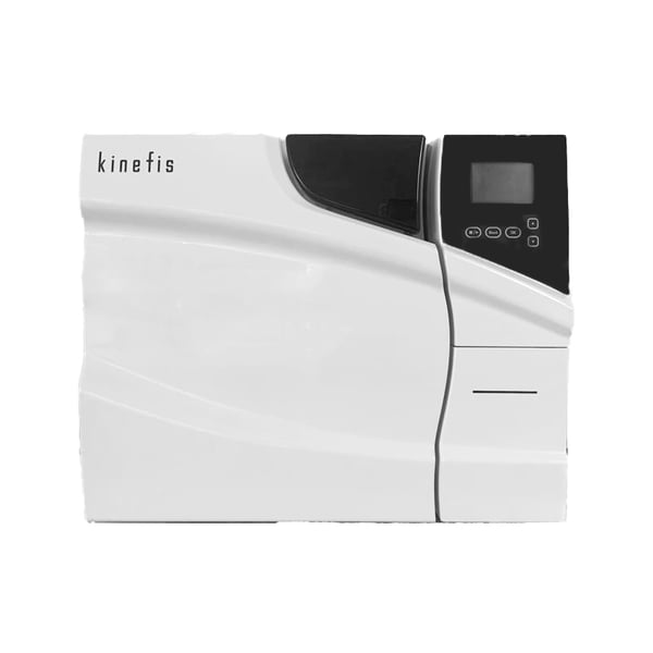 Autoclave Kinefis Deluxe da 24 litri di classe B + distillatore d'acqua gratuito: con stampante interna, doppia chiusura di sicurezza, USB e display LCD
