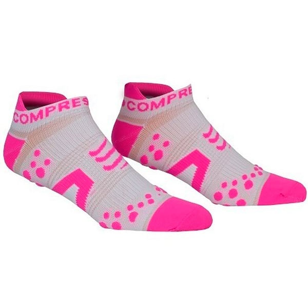 Offerta stagione finale - Calze Compressport Pro Racing V2 Run Low Cut - Calze tecniche ultra basse - Bianco-Rosa