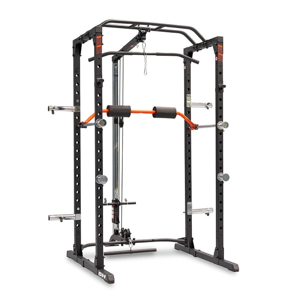 Power Cage con puleggia BH Fitness: supporto per le gambe, puleggia alta e bassa e supporto per disco