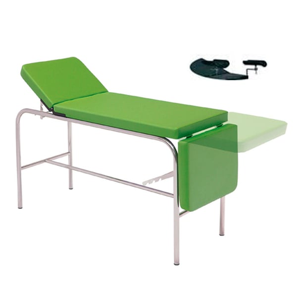 Tavolo visite mediche Kinefis a 3 corpi con poggiagambe ginecologiche, cromata, 145-180x055x080 cm