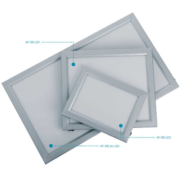 AF200 Negatoscopio a LED extra-piatto con cornice in alluminio: Corpo doppio