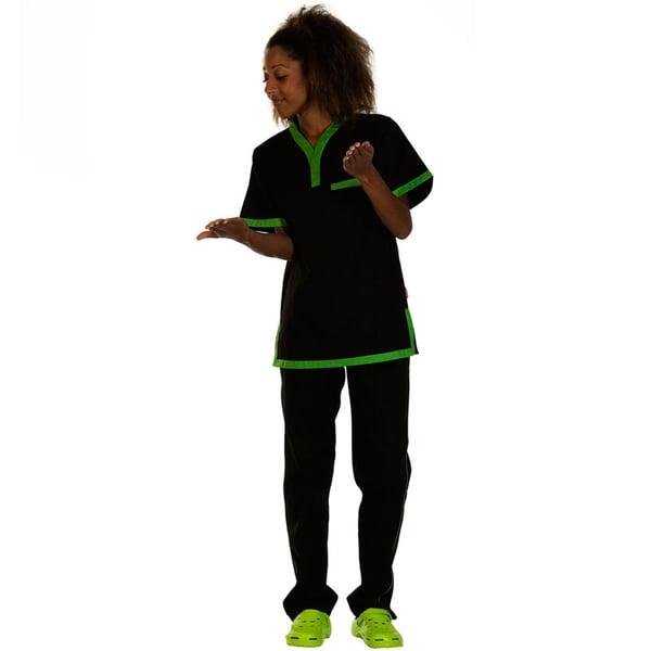 Pantalone unisex con elastico in vita - Nero e verde pistacchio