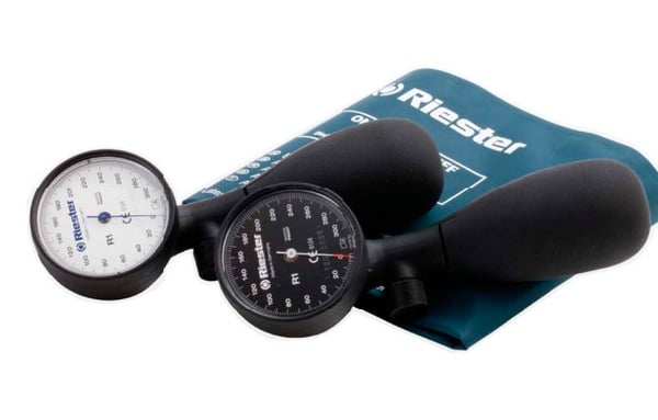 Tensiometri aneroidi Riester R1 shock-proof nero Bracciale disinfettabile bambini, 1 tubo, senza lattice