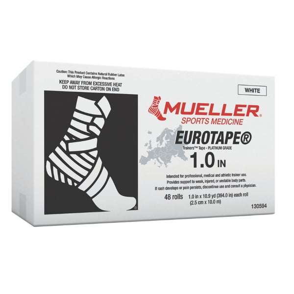 Confezione di nastro adesivo anelastico Mueller EuroTape® Platinum White per bendaggi funzionali - Vari formati