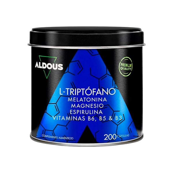 Triptofano con melatonina, magnesio, spirulina e vitamine Aldous (200 capsule)