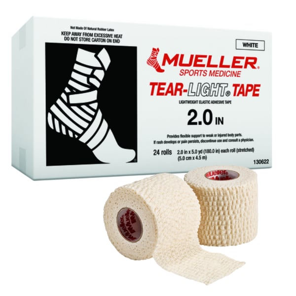 Confezione di cerotti elastici adesivi Mueller Tear-Light Tape® bianchi, facili da strappare - Varie misure