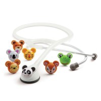Stetoscopio pediatrico Adscope® 618 Platinum con tecnologia AFD: facce di animali in resina stampata colorata