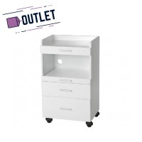 Carrello Aux in legno bianco: Dotato di tre cassetti e vano centrale per alloggiare la strumentazione - OUTLET Carrello Aux in legno bianco: Dotato di tre cassetti e vano centrale per alloggiare la strumentazione - OUTLET