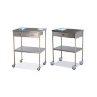 Tavolino in acciaio inox con vassoio superiore rimovibile (due modelli disponibili)