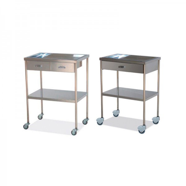 Tavolino in acciaio inox con vassoio superiore rimovibile (due modelli disponibili)