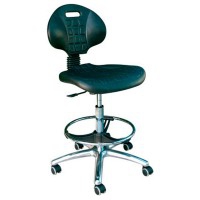 Sgabello in poliuretano Kinefis Elite: con schienale, anello poggiapiedi e altezza elevata di 59 - 84 cm Sgabello in poliuretano Kinefis Elite: con schienale, anello poggiapiedi e altezza elevata di 59 - 84 cm