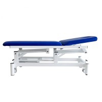 Barella elettrica Kinefis Dynamic a due sezioni: con telaio in acciaio saldato, ruote retrattili, schienale regolabile e foro per il viso Barella elettrica Kinefis Dynamic a due sezioni: con telaio in acciaio saldato, ruote retrattili, schienale regolabile e foro per il viso
