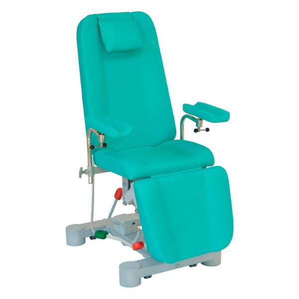 Poltrona per prelievi: Struttura in acciaio, sedile regolabile in altezza idraulicamente e ribaltabile elettricamente (colori disponibili)