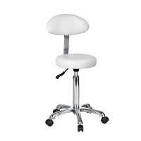 Sgabello Fast Plus con schienale: design ergonomico, base cromata con cinque ruote e altezza regolabile Sgabello Fast Plus con schienale: design ergonomico, base cromata con cinque ruote e altezza regolabile
