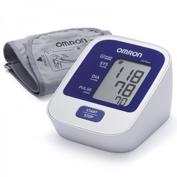 Misuratore della pressione sanguigna da braccio automatico Omron M2 Basic: funziona semplicemente premendo un pulsante