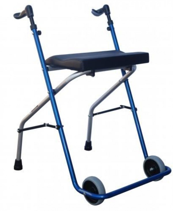 Deambulatore Alluminio Pieghevole con ruote anteriori e sedile A5 e borsa blu in omaggio