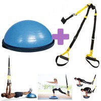 PACCHETTO CONVENIENZA METTITI IN FORMA: Bosu Ball Kinefis + Kit di sospensione Kinefis Tipo TRX: esegui l'allenamento funzionale dove vuoi PACCHETTO CONVENIENZA METTITI IN FORMA: Bosu Ball Kinefis + Kit di sospensione Kinefis Tipo TRX: esegui l'allenamento funzionale dove vuoi