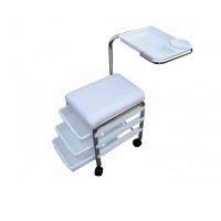 Sgabello per manicure Brevis: tre cassetti portaoggetti e supporto laterale girevole per poggiamani (nero) Sgabello per manicure Brevis: tre cassetti portaoggetti e supporto laterale girevole per poggiamani (nero)