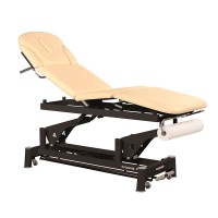 Lettino da massaggio elettrico tecnico Ecoposturale: quattro corpi con struttura in biella nera e testa T01 (62 x 207 cm)