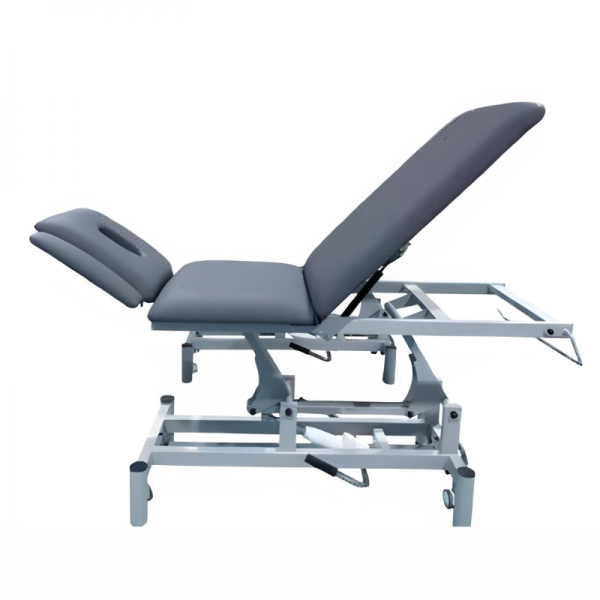 Barella idraulica Kinefis Comfort a 5 sezioni: con poggiatesta regolabile, apertura per il viso e braccioli regolabili Barella idraulica Kinefis Comfort a 5 sezioni: con poggiatesta regolabile, apertura per il viso e braccioli regolabili