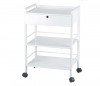 Easy White Metallic Trolley: equipaggiato con 1 cassetto con chiave e 3 ripiani Easy White Metallic Trolley: equipaggiato con 1 cassetto con chiave e 3 ripiani