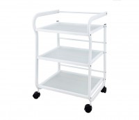 Carrello Help in metallo bianco: dotato di tre ampi ripiani in vetro traslucido Carrello Help in metallo bianco: dotato di tre ampi ripiani in vetro traslucido