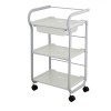 Carrello metallico bianco: dotato di 3 ripiani e cassetto estraibile Carrello metallico bianco: dotato di 3 ripiani e cassetto estraibile
