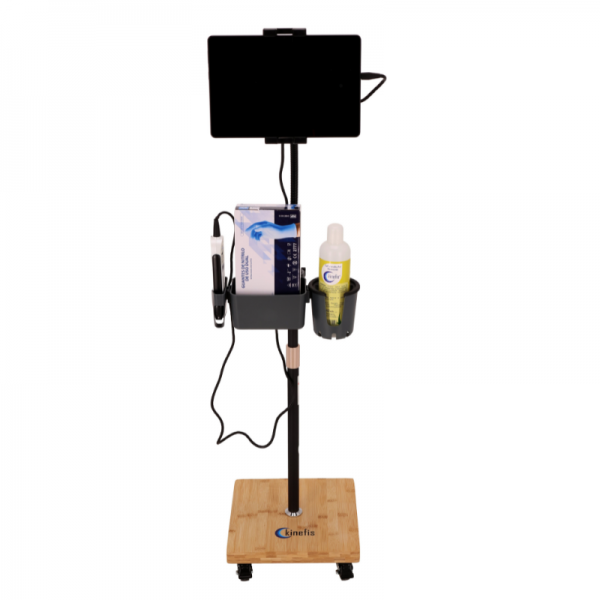 Carrello di trasporto per ecografo portatile SonoEye P2 Kinefis con base in legno e accessori Carrello di trasporto per ecografo portatile SonoEye P2 Kinefis con base in legno e accessori