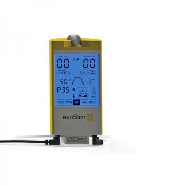 Unità terapeutica EvoStim UG: due canali di elettrostimolazione perineale. Composto da batterie, manuale di istruzioni, cavi di collegamento e sonda vaginale o anale. Perfetto per la rieducazione dell'incontinenza Unità terapeutica EvoStim UG: due canali di elettrostimolazione perineale. Composto da batterie, manuale di istruzioni, cavi di collegamento e sonda vaginale o anale. Perfetto per la rieducazione dell'incontinenza