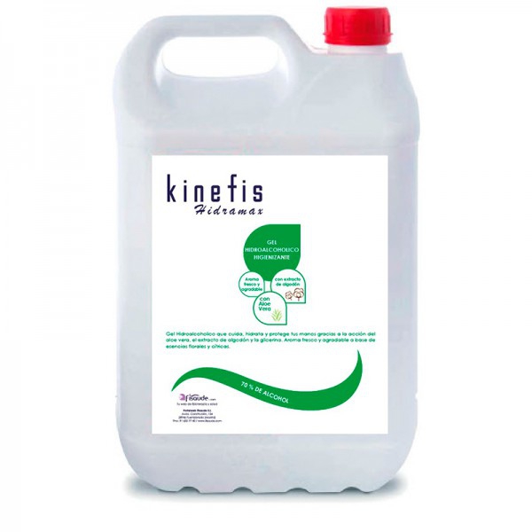 Gel idroalcolico igienizzante Kinefis Hidramax con aloe vera ed estratto di cotone (caraffa da 5 litri)