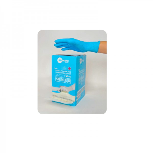 Guanti in nitrile, senza polvere, sterili: blu, certificati 374-5 (scatola da 100) Guanti in nitrile, senza polvere, sterili: blu, certificati 374-5 (scatola da 100)