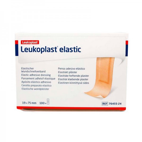 Leukoplast Intonaco elastico rettangolare 19 x 75 mm senza lattice (scatola da 100 unità) Leukoplast Intonaco elastico rettangolare 19 x 75 mm senza lattice (scatola da 100 unità)