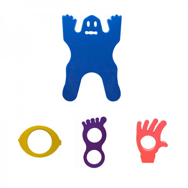 Confezione da 4 mini arazzi: piede, mano, limone e fantasma Confezione da 4 mini arazzi: piede, mano, limone e fantasma