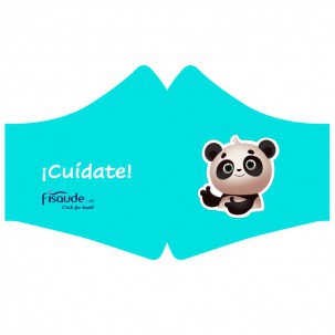Mascherine sanitarie in tessuto lavabili e riutilizzabili con filtri: con serigrafia orsetto panda (Taglia - Bambino) (Include un solo filtro)