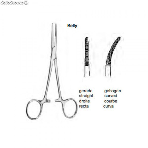 Pinza emostatica Kelly curva, senza denti, 14,5 cm. (FINO AD ESAURIMENTO SCORTE)
